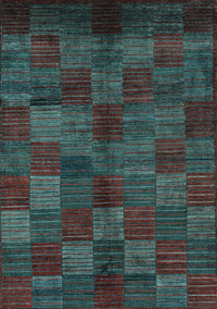 Checkered Light Blue Modern Rug, abs4225lblu