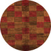 Round Machine Washable Checkered Orange Modern Area Rugs, wshabs4225org