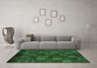 Machine Washable Checkered Emerald Green Modern Area Rugs in a Living Room,, wshabs4225emgrn