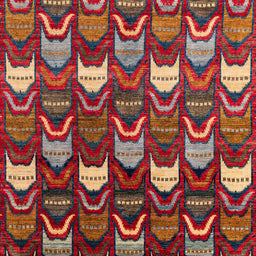 Square Abstract Dark Almond Brown Modern Rug, abs4226