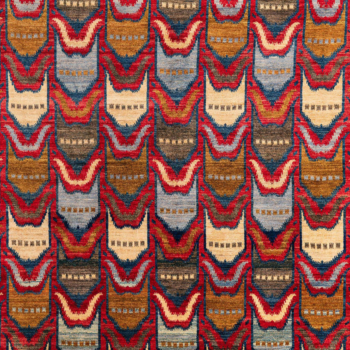 Square Abstract Dark Almond Brown Modern Rug, abs4226