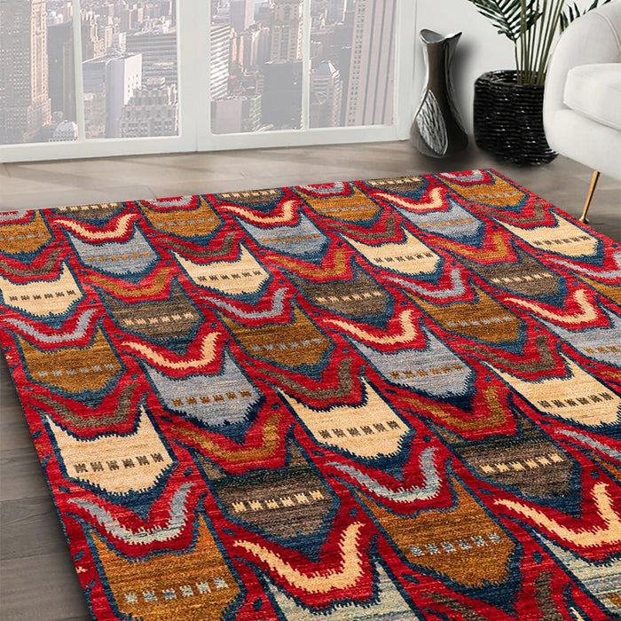 Machine Washable Abstract Dark Almond Brown Rug in a Family Room, wshabs4226