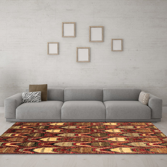 Machine Washable Abstract Brown Modern Rug in a Living Room,, wshabs4226brn