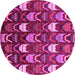 Round Machine Washable Abstract Pink Modern Rug, wshabs4226pnk