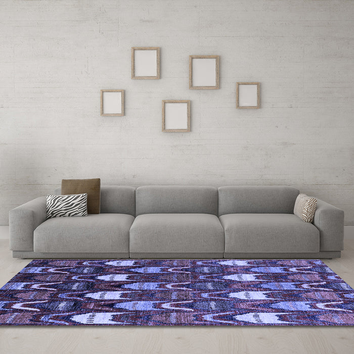 Machine Washable Abstract Blue Modern Rug in a Living Room, wshabs4226blu