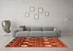 Machine Washable Abstract Orange Modern Area Rugs in a Living Room, wshabs4226org