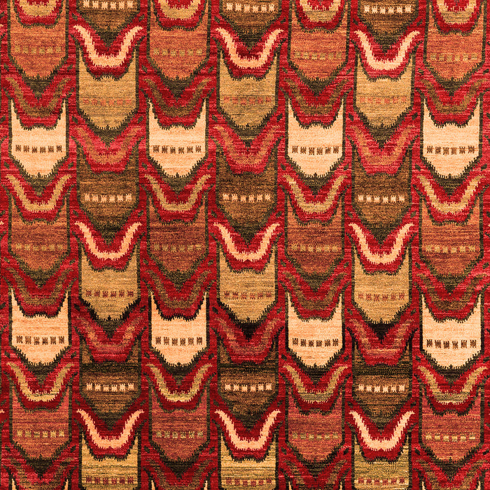 Square Machine Washable Abstract Orange Modern Area Rugs, wshabs4226org