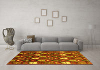 Machine Washable Abstract Yellow Modern Rug, wshabs4226yw