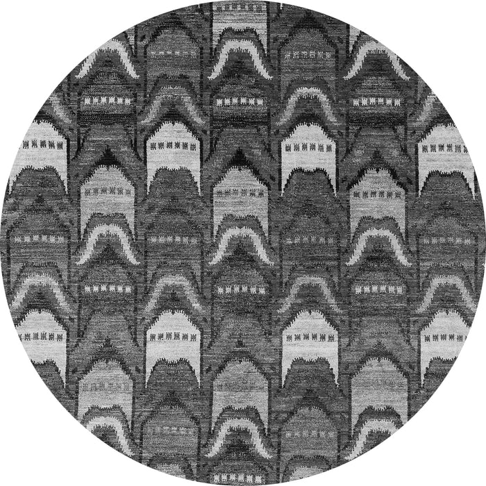 Round Machine Washable Abstract Gray Modern Rug, wshabs4226gry