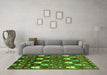 Machine Washable Abstract Green Modern Area Rugs in a Living Room,, wshabs4226grn