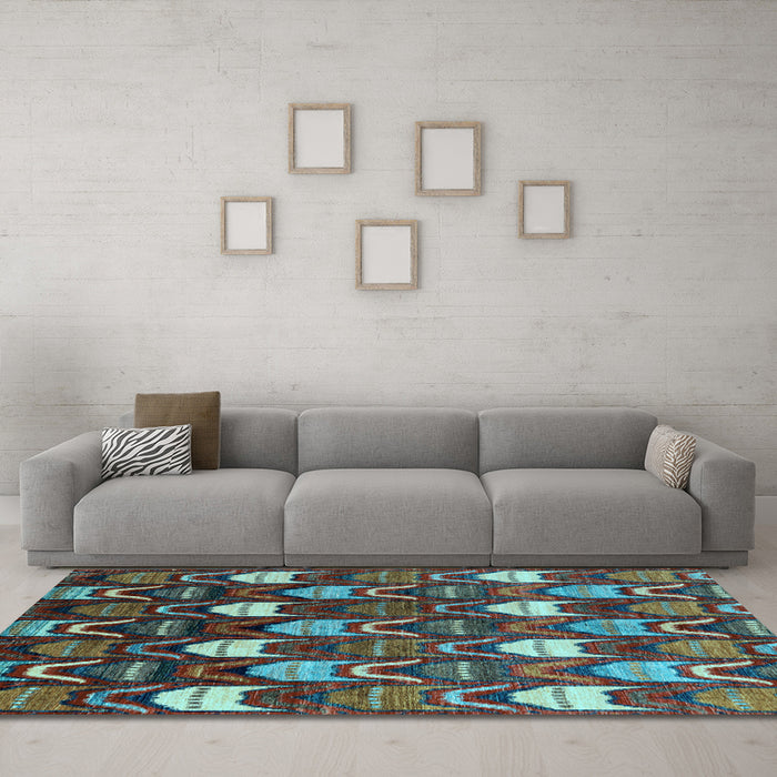 Machine Washable Abstract Light Blue Modern Rug in a Living Room, wshabs4226lblu