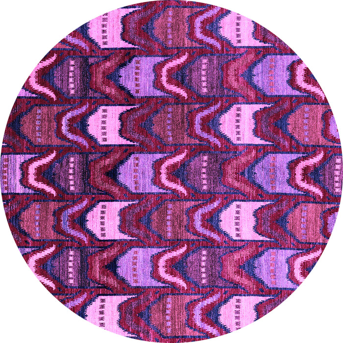 Round Machine Washable Abstract Purple Modern Area Rugs, wshabs4226pur