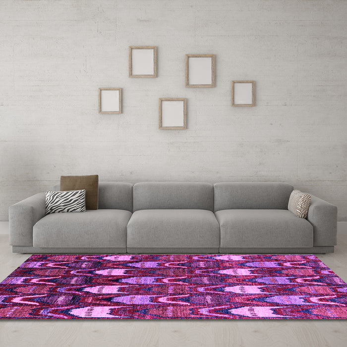 Machine Washable Abstract Purple Modern Area Rugs in a Living Room, wshabs4226pur