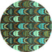 Round Abstract Turquoise Modern Rug, abs4226turq