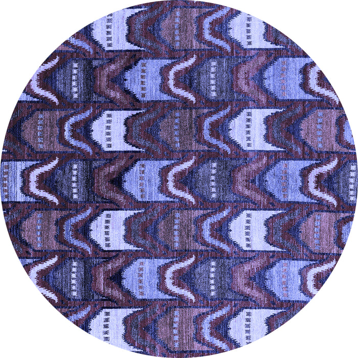 Round Machine Washable Abstract Blue Modern Rug, wshabs4226blu