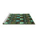 Sideview of Machine Washable Abstract Turquoise Modern Area Rugs, wshabs4226turq