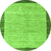 Round Machine Washable Abstract Green Modern Area Rugs, wshabs4227grn