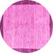 Round Machine Washable Abstract Pink Modern Rug, wshabs4227pnk