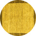 Round Abstract Yellow Modern Rug, abs4227yw