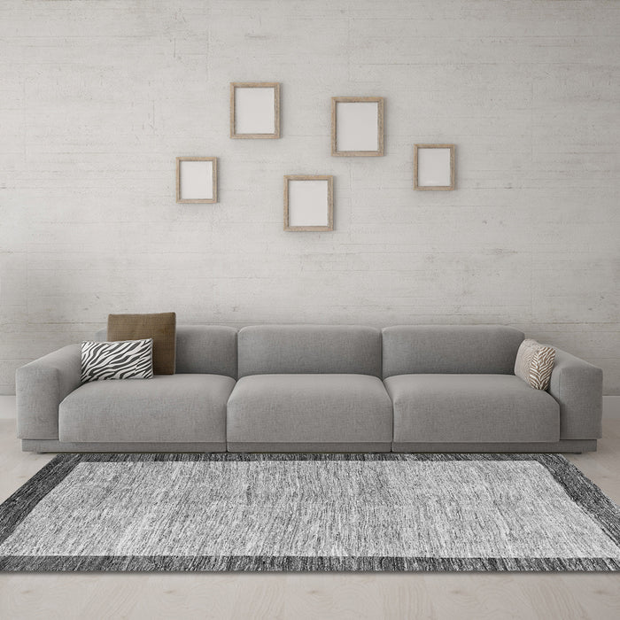 Machine Washable Abstract Gray Modern Rug in a Living Room,, wshabs4227gry