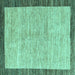 Square Machine Washable Abstract Turquoise Modern Area Rugs, wshabs4227turq