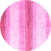 Round Machine Washable Solid Pink Modern Rug, wshabs4228pnk