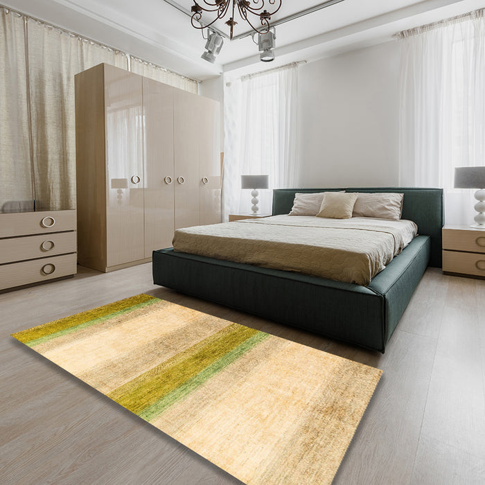 Abstract Gold Solid Rug in a Bedroom, abs4228