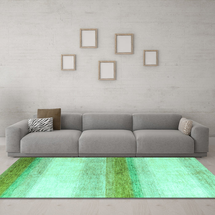 Machine Washable Solid Turquoise Modern Area Rugs in a Living Room,, wshabs4228turq