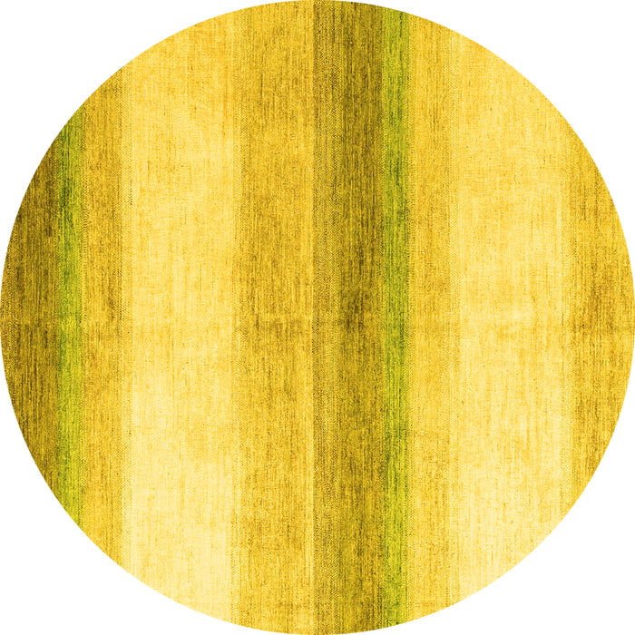 Round Machine Washable Solid Yellow Modern Rug, wshabs4228yw