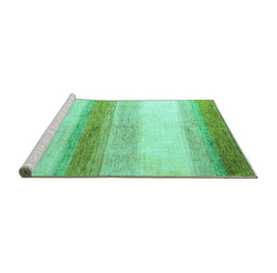 Sideview of Machine Washable Solid Turquoise Modern Area Rugs, wshabs4228turq