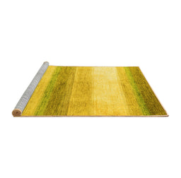 Sideview of Machine Washable Solid Yellow Modern Rug, wshabs4228yw