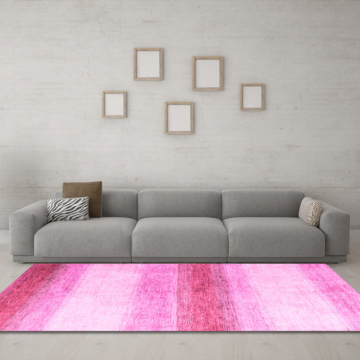 Machine Washable Solid Pink Modern Rug in a Living Room, wshabs4228pnk