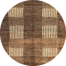 Round Abstract Red Brown Modern Rug, abs4229