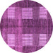 Round Machine Washable Abstract Purple Modern Area Rugs, wshabs4229pur