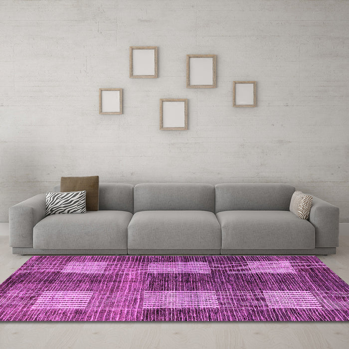 Machine Washable Abstract Purple Modern Area Rugs in a Living Room, wshabs4229pur