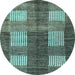 Round Machine Washable Abstract Light Blue Modern Rug, wshabs4229lblu