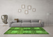 Machine Washable Abstract Green Modern Area Rugs in a Living Room,, wshabs4229grn