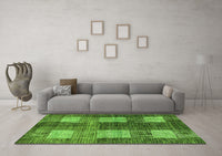 Machine Washable Abstract Green Modern Rug, wshabs4229grn