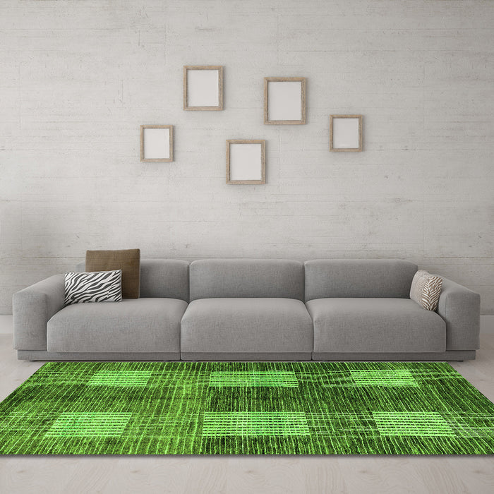 Machine Washable Abstract Green Modern Area Rugs in a Living Room,, wshabs4229grn
