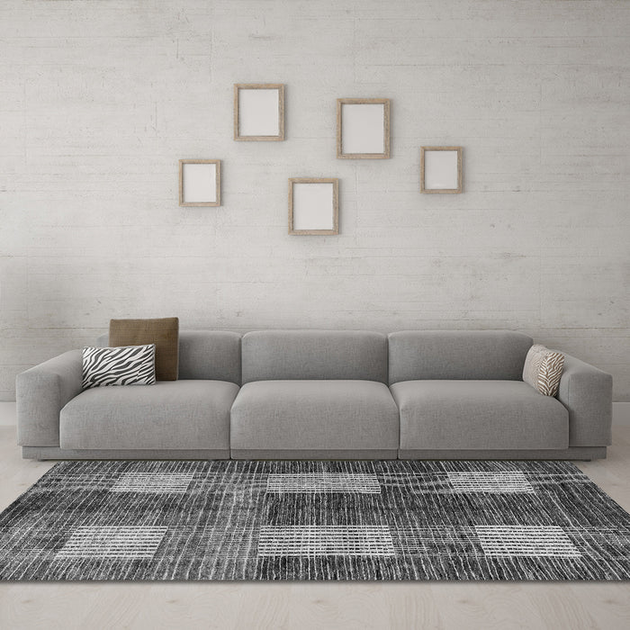 Machine Washable Abstract Gray Modern Rug in a Living Room,, wshabs4229gry