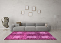 Machine Washable Abstract Pink Modern Rug, wshabs4229pnk