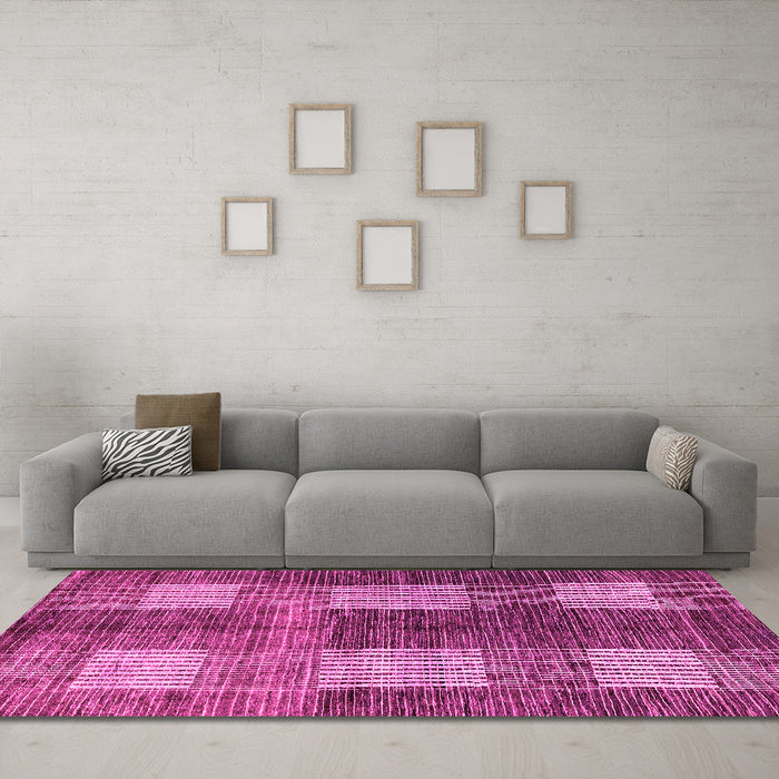 Machine Washable Abstract Pink Modern Rug in a Living Room, wshabs4229pnk