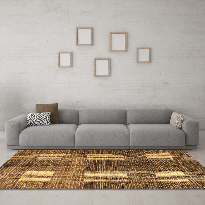 Machine Washable Abstract Brown Modern Rug in a Living Room,, wshabs4229brn