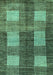 Machine Washable Abstract Turquoise Modern Area Rugs, wshabs4229turq