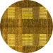 Round Abstract Yellow Modern Rug, abs4229yw