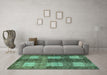 Machine Washable Abstract Turquoise Modern Area Rugs in a Living Room,, wshabs4229turq