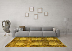 Machine Washable Abstract Yellow Modern Rug in a Living Room, wshabs4229yw