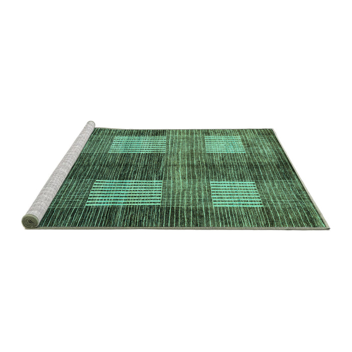 Sideview of Machine Washable Abstract Turquoise Modern Area Rugs, wshabs4229turq