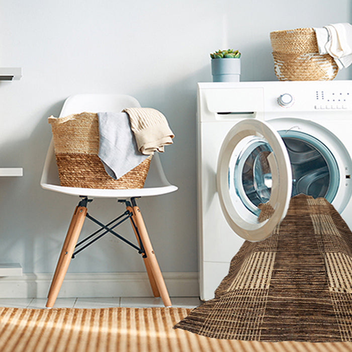 Machine Washable Abstract Red Brown Rug in a Washing Machine, wshabs4229