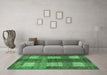 Machine Washable Abstract Emerald Green Modern Area Rugs in a Living Room,, wshabs4229emgrn